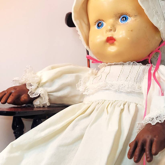 16" 40s-50s Composite (Head) Baby Doll w/Embroidered Pillowcase Dress & … - Picture 5 of 12